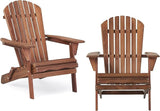 Wooden Folding Adirondack Chair Set of 2, Wood Lounge Patio Chair for Garden Outdoor - Photo 8