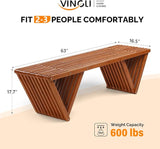 VINGLI Outdoor Wooden Bench, 63" All Weather Patio Bench Porch Bench - Photo 2