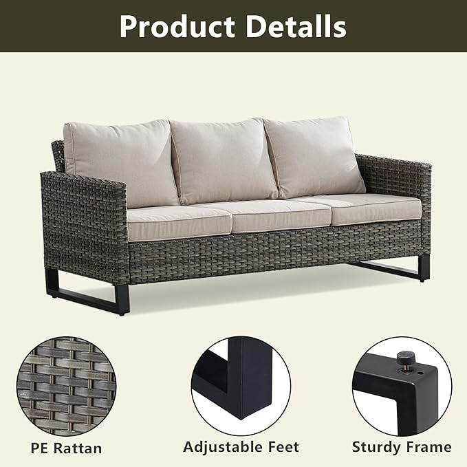 Rilyson Wicker Outdoor Patio Furniture Set - 5 Piece Patio Conversation Set with 2 Swivel Rocker Chairs - Photo 3