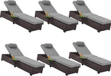 HOMREST PE Wicker Chaise Lounge Chairs Set of 6, Adjustable 5 Position Outside Rattanr Patio Pool Chair with Headrest - Photo 1