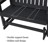 Poly Lumber Patio Glider, Durable HIPS Material, Weather-Resistant Swing Bench for Outdoor Porch Garden (Black - Photo 6