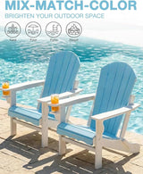 Folding Adirondack Chair –Recyclable HDPE Outdoor Adirondack Patio Chair with Cup Holder, Wood Texture & Umbrella Hole - Photo 4
