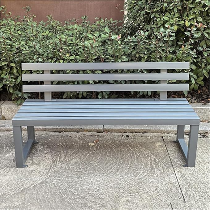 Outdoor Patio Benches, Garden Metal Bench with Backrest, Weatherproof Metal Garden Patio Bench, Bench Yard, Stadium, Scenic Area or Open-Air Seating(Gray,120cm/47.2in)