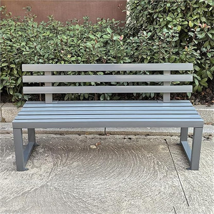 Outdoor Patio Benches, Garden Metal Bench with Backrest, Weatherproof Metal Garden Patio Bench, Bench Yard, Stadium, Scenic Area or Open-Air Seating(Gray,120cm/47.2in)
