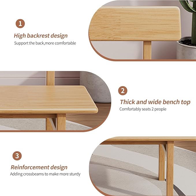 Outdoor indoor Bench, 39.3 Patio Garden and balcony Wooden Bench - Photo 3