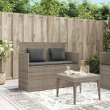 Patio Bench with Cushions Gray Poly Rattan Deck Bench Garden Bench Outdoor Bench Porch Bench for patios, Gardens, Decks - Photo 4
