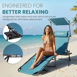 FUNDANGO 400lbs Tanning Chair with Face Hole & Canopy & Side Table - Photo 8