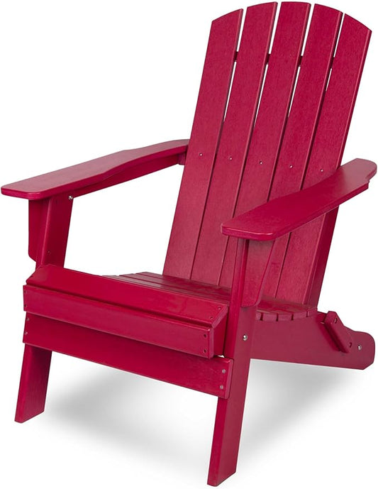 Shine Company Seaside Outdoor Weatherproof Folding Adirondack Chair, Chili Pepper