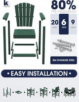 KINGYES Tall Adirondack Chair Set of 2 with 9FT Umbrella - Photo 5
