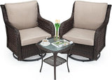 GAOMON Rattan Chairs Rocking Swivel Chair Outdoor Set with Side Table and Cushions - Photo 1