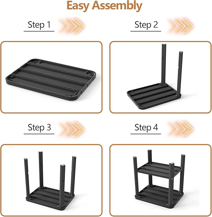 Upgraded Outdoor Side Table, 2-Tier Small Outdoor Table for Patio, Adirondack Side Tables for Outside or Indoor, Patio End Table for Pool, Porch, Weather Resistant Easy (Upgraded Black)