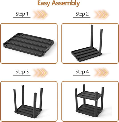 Upgraded Outdoor Side Table, 2-Tier Small Outdoor Table for Patio, Adirondack Side Tables for Outside or Indoor, Patio End Table for Pool, Porch, Weather Resistant Easy (Upgraded Black)