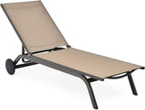 Giantex Lounge Chairs for Outside Patio Chaise Lounges Aluminum Recliner W/Adjustable 6 Backrest Positions and Wheels - Photo 1