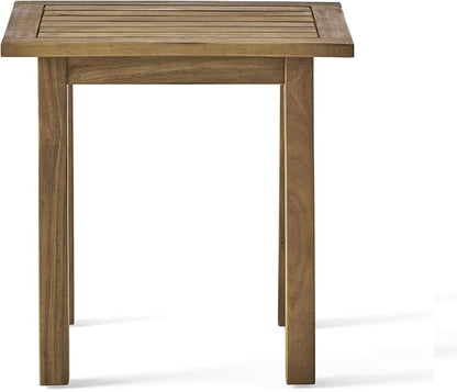 Christopher Knight Home Selma Acacia Wood Outdoor Side Table, Decorative Rectangular Small Accent Table, Weather Resistant Patio End Table for Balcony Beach Pool Side, Slatted Design, Natural Stained