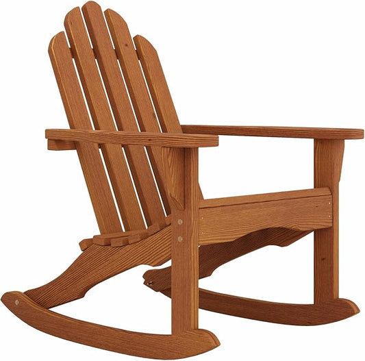 Amish Casual Outdoor Adirondack Rocking Chair in Cedar Stain - Amish Made in The USA from Treated Pine Wood