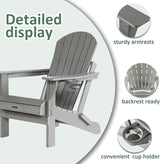 Folding Adirondack Chairs Set of 2, HDPE Wooden Textured Plastic Adirondack Chairs - Photo 4