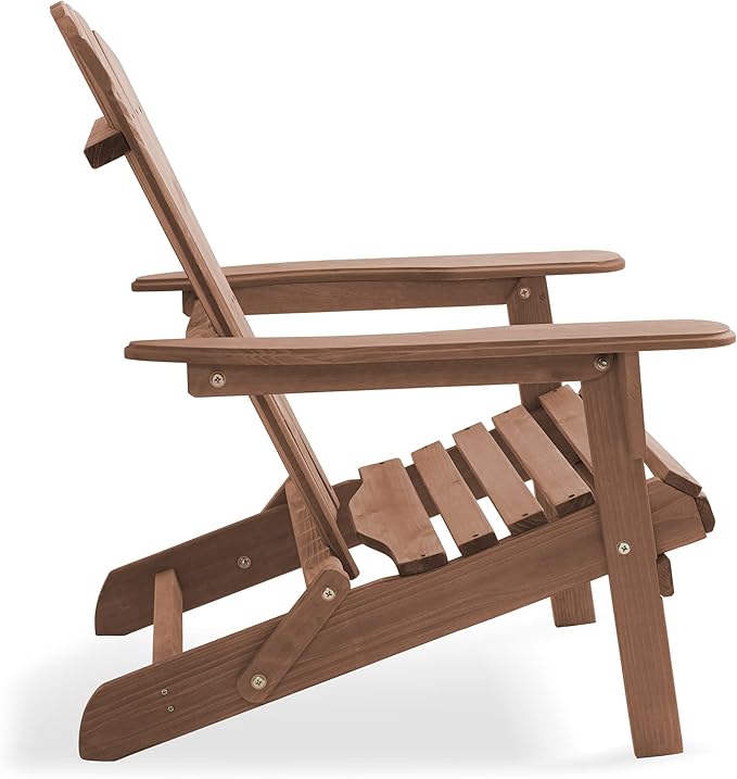 Casafield Folding Adirondack Chair, Cedar Wood Outdoor Fire Pit Lounge Chairs for Patio, Deck, Yard, Lawn and Garden Seating, Partially Pre-Assembled - Espresso