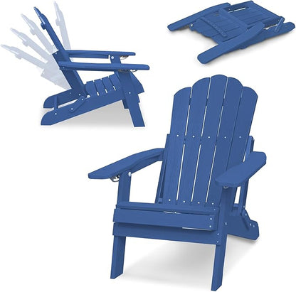 Clihome Outdoor Adirondack Chair Folding Lounge Chairs for Outside Patio Chairs Lawn Chair Plastic Adirondack Chairs for Yard, Garden