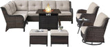 Belord Patio Furniture Set with Fire Pit Table, 8 Piece Wicker Outdoor Furniture Set - Photo 1
