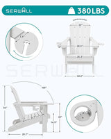 SERWALL Folding Adirondack Chair, Dual Cup Holders & All-Weather HDPE, Wood-Like Patio Chair for Backyard - Photo 3