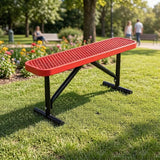 4 Feet Outdoor Steel Bench, Red Heavy Duty Metal Park Bench for Outside, Weatherproof Dock Bench - Photo 1