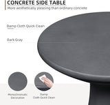 UPHA 2-Piece Outdoor Patio Round Side Table,Concrete Accent End for Outside Yard, Deck, Living Room, Bedroom, Grey - Photo 4