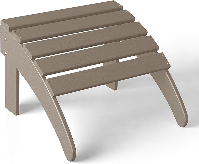 Costaelm Adirondack Chair Footrest Foldable Ottoman, Folding Ottoman Outdoor Foot Rest for Patio Waterproof, Adirondack Ottoman Outdoor, Weathered Wood