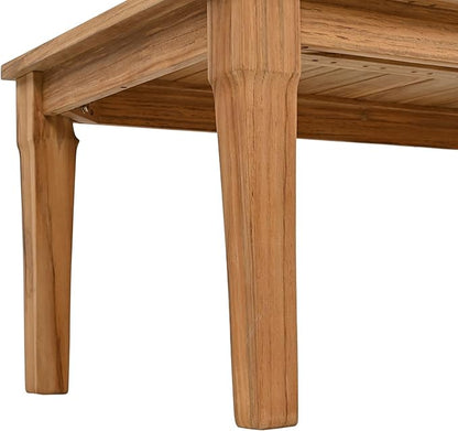 SAFAVIEH Couture Outdoor Patio Furniture Collection - Martinique Rectangular Coffee Table, Natural Teak Solid Wood Slatted Top (CPT1014D)