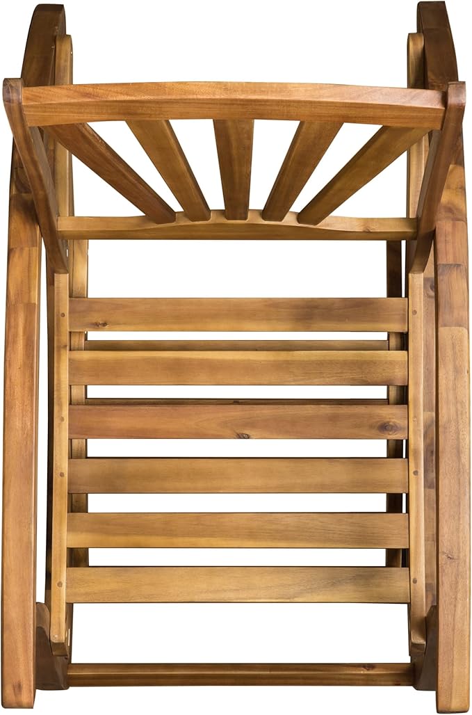 Outdoor Wooden Rocking Chair, Patio Rocking Chair with Wood Leg, Rocker Chairs with Solid Wood for Indoor, Outdoor, Backyard, Garden, Yard, Patio (Teak)