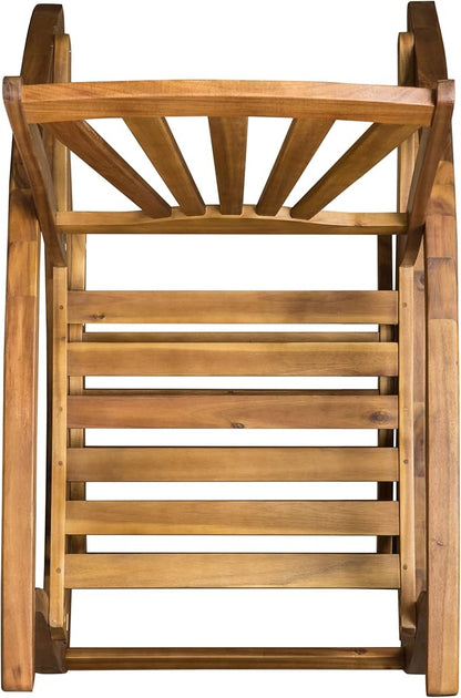 Outdoor Wooden Rocking Chair, Patio Rocking Chair with Wood Leg, Rocker Chairs with Solid Wood for Indoor, Outdoor, Backyard, Garden, Yard, Patio (Teak)