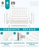 SERWALL Outdoor Glider Bench Set of 2, HDPE Weather-Resistant Swinging Bench for Backyard Garden Porch, White - Photo 5