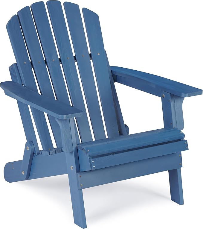 Oversized Wooden Folding Adirondack Chair with Pre-Assembled Backrest and Seat Board, Lounge Chair for Outdoor Patio Garden Lawn Backyard Firepit Deck Pool Beach