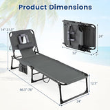 COSTWAY Tanning Chair with Face Hole, Folding Beach Lounge Chair with 4-Position Adjustable Backrest - Photo 3