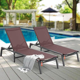 VEVOR 2 Pcs Chaise Lounge Chairs Outdoor, Aluminum Patio Lounge Chair with Adjustable 5-Position - Photo 2