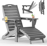 Folding Adirondack Chair with Retractable Ottoman - Photo 1