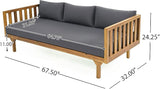 Merax Outdoor 4-Piece Acacia Wood Conversation Set - Patio 3-Seat Loveseat Sofa w/Coushion - Photo 6