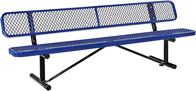 Ceridwen Outdoor Benches Heavy Duty Steel Frame Park Bench with Backrest Bench,Park Bench Steel Mesh Outdoor Bench for Garden,Weatherproof Outdoor Bench for Garden (Blue, 8FT)