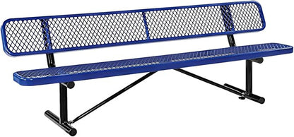 Ceridwen Outdoor Benches Heavy Duty Steel Frame Park Bench with Backrest Bench,Park Bench Steel Mesh Outdoor Bench for Garden,Weatherproof Outdoor Bench for Garden (Blue, 8FT)
