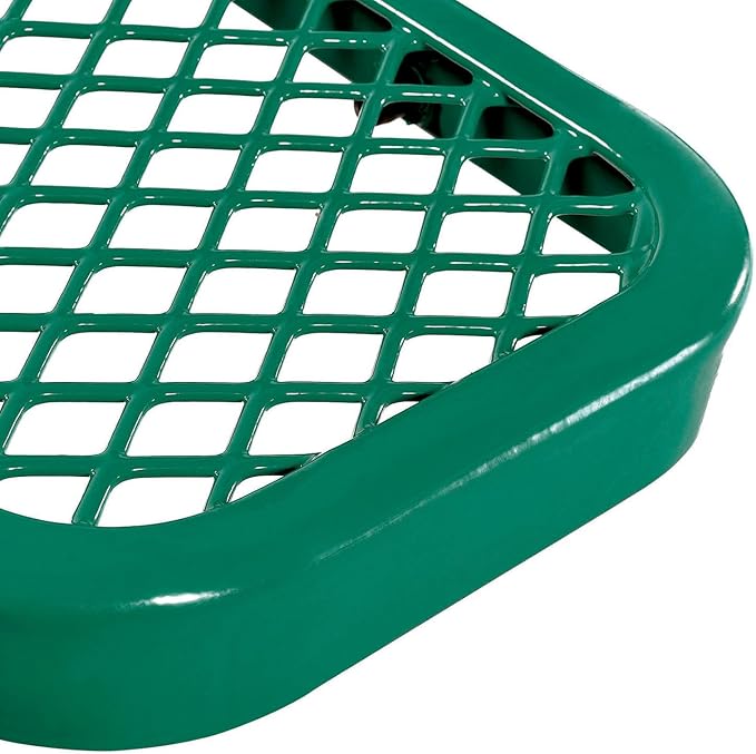 Global Industrial 8'L Heavy Duty Expanded Metal Mesh Flat Bench with Steel Frame, Portable Outdoor Bench, 1000 lbs Capacity, Green, 96" L x 14-1/2"W x 18" H