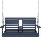KINGYES Outdoor Hanging Porch Swing, 2 Seat Patio Swing Chair with Cup Holders - Photo 9