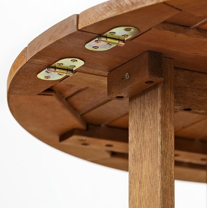 Furinno FG17035 Tioman Hardwood Patio Furniture Gateleg Round Table in Teak Oil, Natural - Photo 5