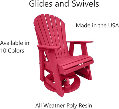 Phat Tommy Glider for Outside Patio - Outdoor Swivel Glider Chair - Poly Outdoor Furniture, Adirondack Porch Glider Chair, Cranberry Red