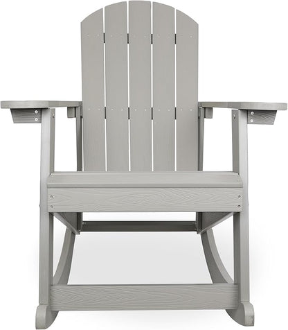 Alpine Corporation 39" H Outdoor Adirondack Rocking Chair with Classic Ergonomic Design Patio Seating Furniture and Accessories, Light Gray