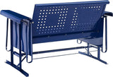Crosley Furniture Bates Retro Metal Outdoor Loveseat Glider, 2-Person Rocking Patio Bench for Porch, Deck, Navy Gloss - Photo 5