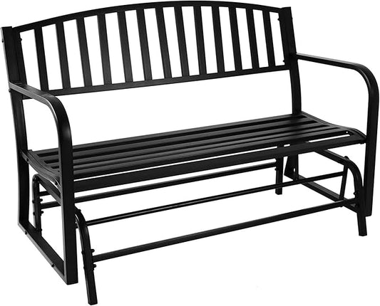 Sunnydaze 50-Inch 2-Person Glider Garden Bench - 615-Pound Weight Capacity - Black