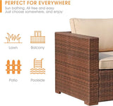 Patiorama Outdoor Wicker Loveseat 2 Pieces, All Weather Brown PE Rattan Sectional Corner Sofa Set - Photo 7