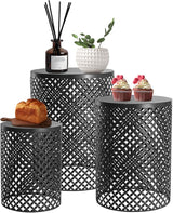 Outdoor Patio Coffee Table Set of 3, Metal Frame Accent Table, Coffee End Tables, Decorative Garden, for Gardens - Photo 1