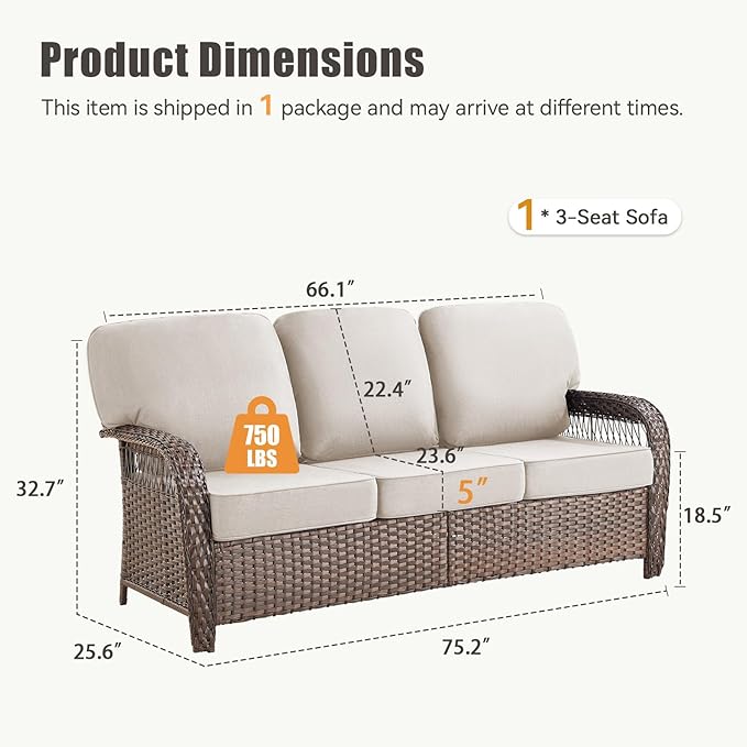 75'' Outdoor Patio Couch Wicker Sofa - Photo 2