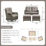 Rilyson Wicker Patio Furniture Set - 5 Piece Rattan Outdoor Sectional Conversation Sets with 2 Rocking Swivel Chairs - Photo 2