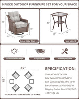Belord Luxury 6-inch Thick Cushion Patio Furniture Set - Outdoor Swivel Rocker Glider Chairs Set of 4 with Glass Top - Photo 2